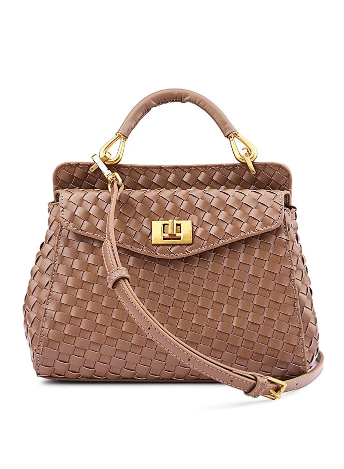كابلي Women’s Woven Top Handle Bag with Turn-Lock Closure